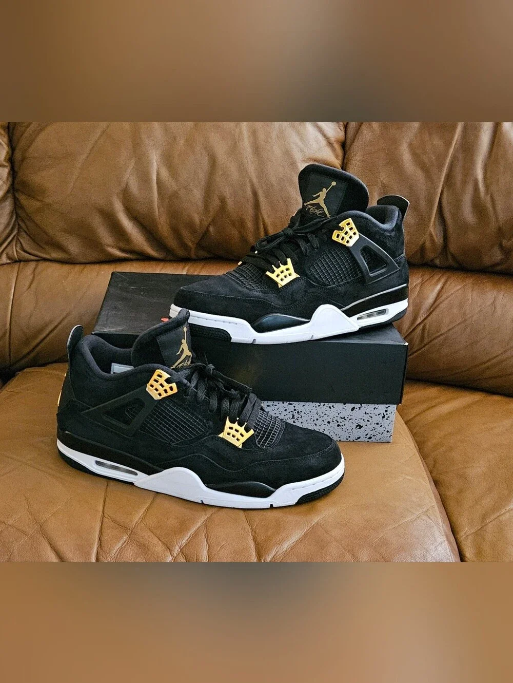 Nike Air Jordan 4 Retro Royalty Black Gold Size 13 (GREAT SHAPE)